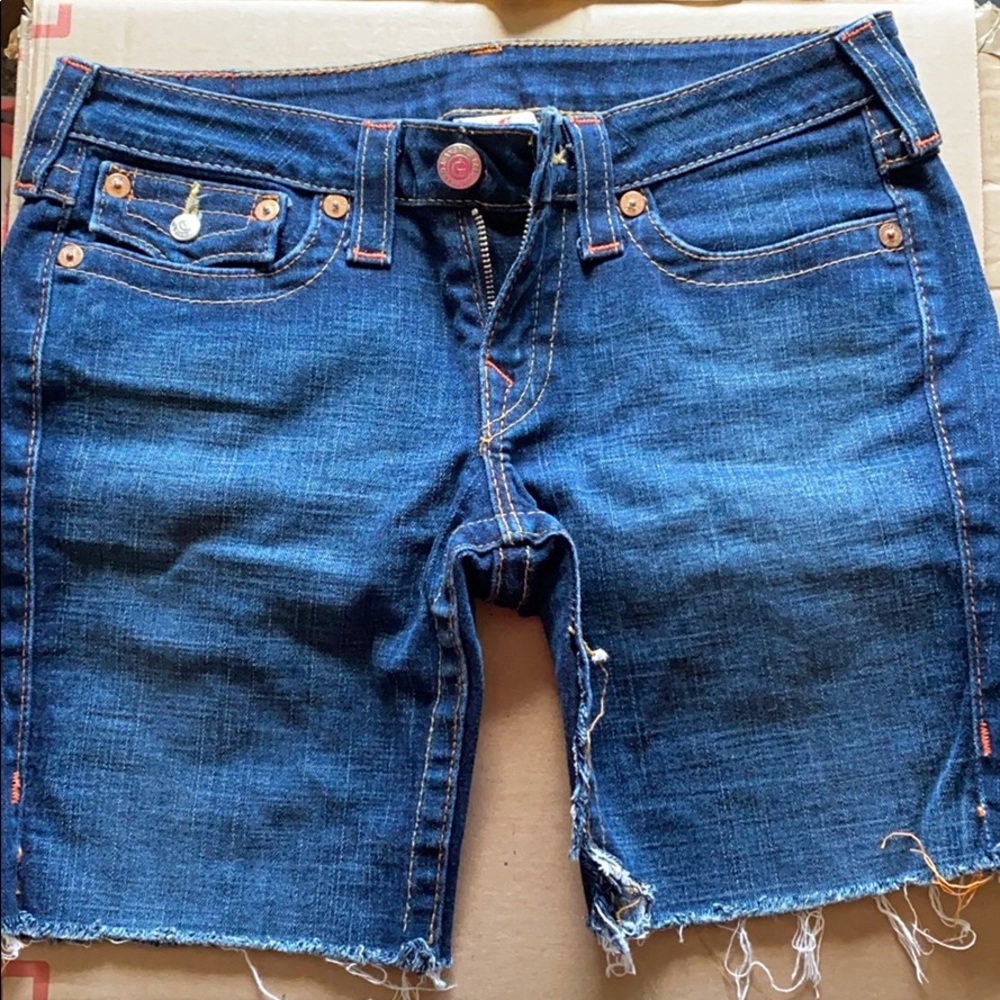 True Religion cutoff denim jean shorts